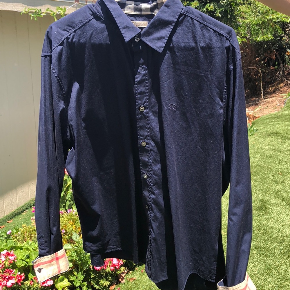 Navy blue Burberry Brit button up dress shirt